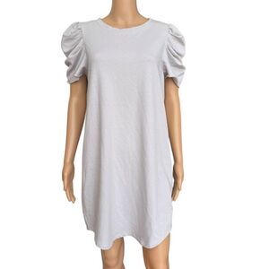Two Sundays cotton blend French terry fabric light gray puff sleeve dress size S